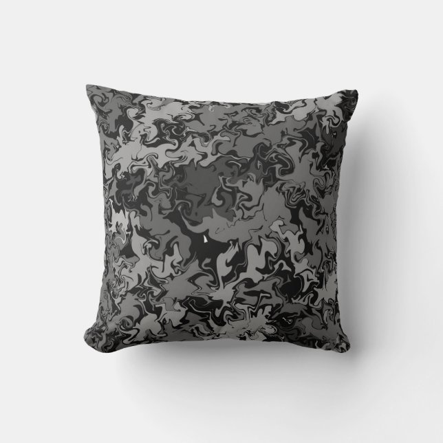Abstrakt Färgtråd / Svart och Vitt / Kudde (Framsida)