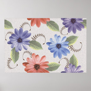 abstrakt, färgvägg för dekorativ blomsolja i hemme poster