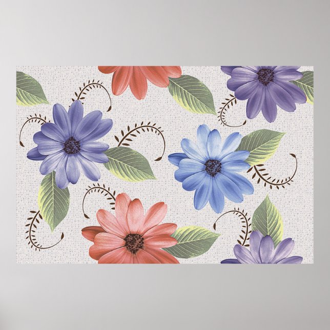 abstrakt, färgvägg för dekorativ blomsolja i hemme poster (Framsidan)