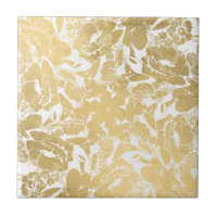 Abstrakt Faux Guld Blommönster Ceramic Tile