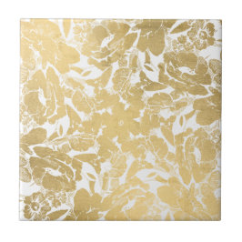 Abstrakt Faux Guld Blommönster Ceramic Tile Kakelplatta