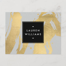 Abstrakt Faux Guld Brushstrokes på Grått Vykort