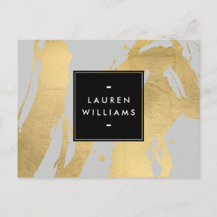 Abstrakt Faux Guld Brushstrokes på Grått Vykort