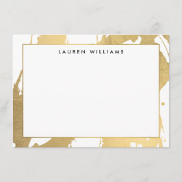 Abstrakt Faux Guld Brushstrokes på vitanteckningsk Anteckningskort