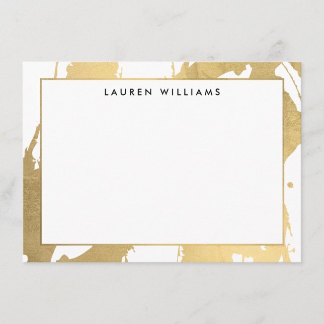 Abstrakt Faux Guld Brushstrokes på vitanteckningsk Anteckningskort (Framsida)