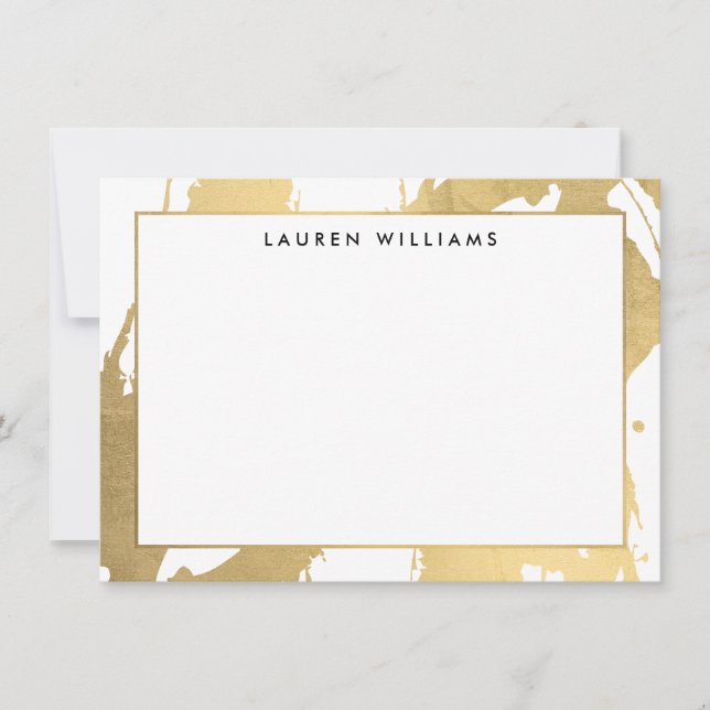 Abstrakt Faux Guld Brushstrokes på vitanteckningsk Anteckningskort (Framsida)
