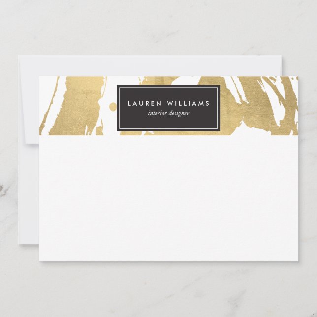 Abstrakt Faux Guld Brushstrokes på White II (Framsida)