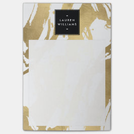 Abstrakt Faux Guld Brushstrokes på White Post-it Block