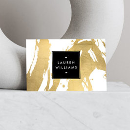 Abstrakt Faux Guld Brushstrokes på White Visitkort