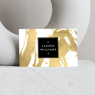 Abstrakt Faux Guld Brushstrokes på White Visitkort