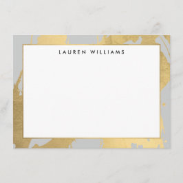 Abstrakt Faux Guld Brushstroks på Grått Note Card Anteckningskort
