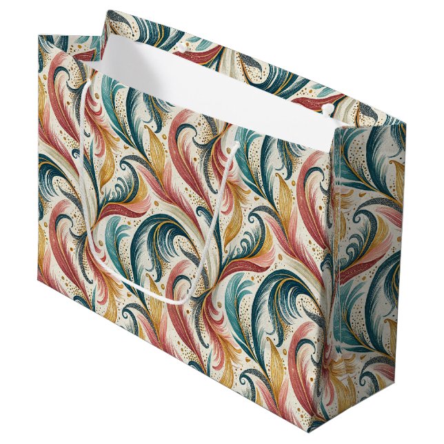 Abstrakt Feathers Large Gift Bag (Framsidan Vinklad)