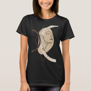 Abstrakt Female Ansikte minimalistiska geometriska T Shirt