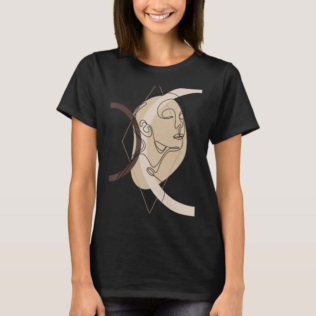 Abstrakt Female Ansikte minimalistiska geometriska T Shirt (Framsida)