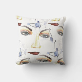 Abstrakt Female Porträtt Geometric Ansikte Art Kudde