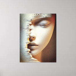 Abstrakt Feminine Ansikte Wall Art - modern textur Canvastryck