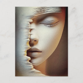 Abstrakt Feminint Ansikte Väggkonst – Modern Textu Vykort