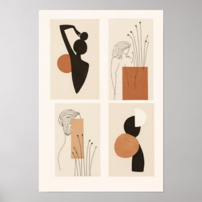 Abstrakt Feminint Väggkonst Set | Modern Minimalis (Framsidan)