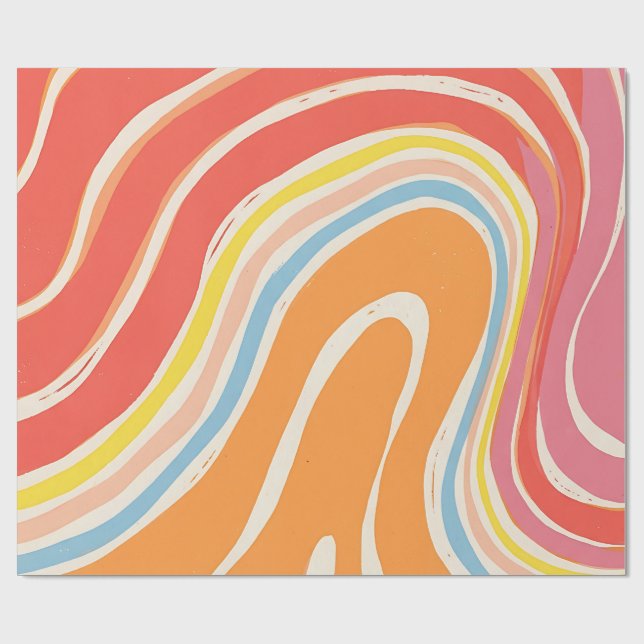 Abstrakt ferskansregnbågs krusande presentpapper (Platt)