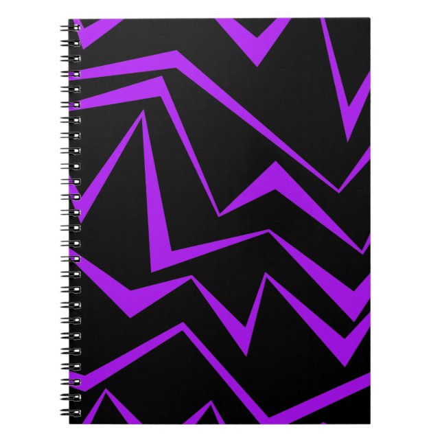 Abstrakt, fet, vibrerande geometrisk zigzag mönste anteckningsbok (Framsidan)
