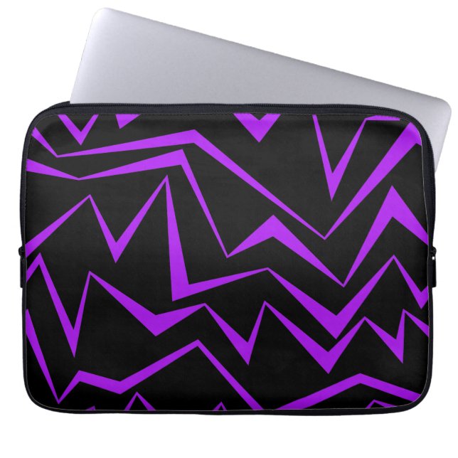Abstrakt, fet, vibrerande geometrisk zigzag mönste laptop fodral (Framsidan)