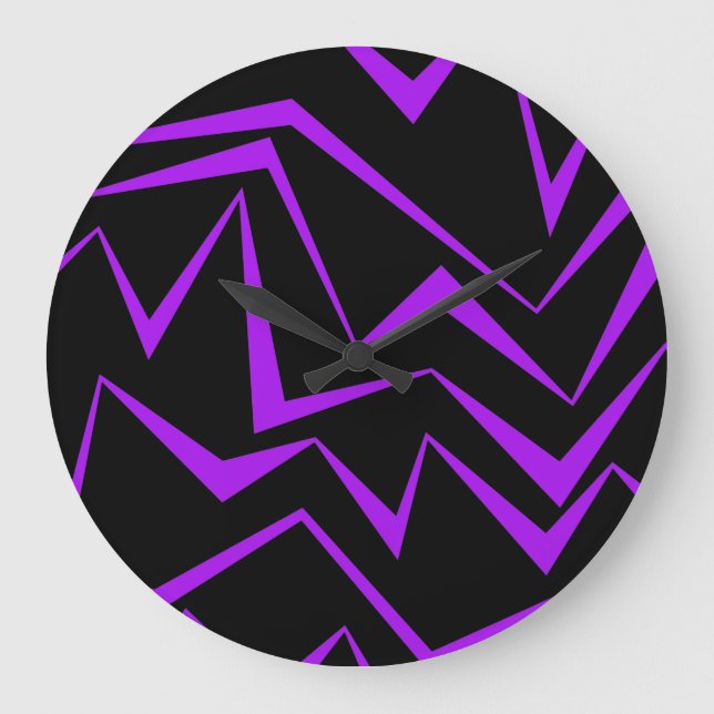 Abstrakt, fet, vibrerande geometrisk zigzag mönste stor klocka (Framsida)