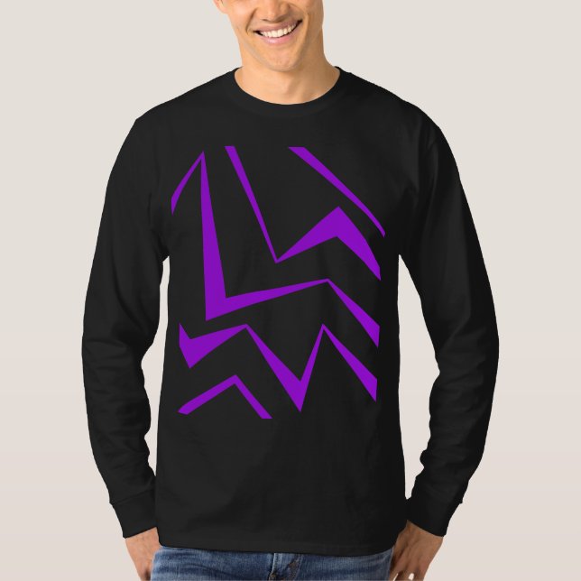 Abstrakt, fet, vibrerande geometrisk zigzag mönste t shirt (Framsida)