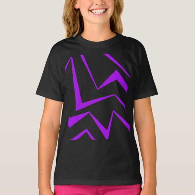 Abstrakt, fet, vibrerande geometrisk zigzag mönste t shirt (Framsida)