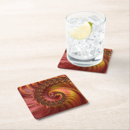 Abstrakt Fiery Spiral Fractal Underlägg Papper Kvadrat