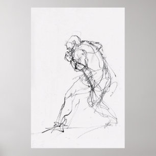 Abstrakt Figur i Sketch i Rörelse - Poster