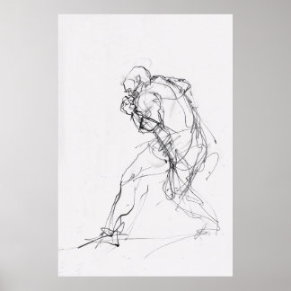 Abstrakt Figur i Sketch i Rörelse - Poster