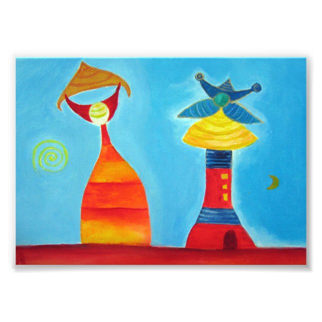 Abstrakt Figurer Kärlek Art Painting Photo Print Fototryck (Framsidan)