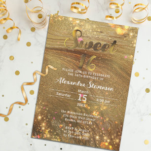 Abstrakt Finare Chic Trendig Guld Glitter Sverige Inbjudningar