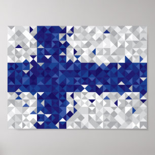 Abstrakt Finland Flagga, Finska Färg Poster