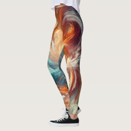 Abstrakt Fire and Ice Swirl Kvinnor Leggings