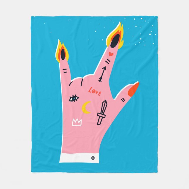 Abstrakt Fire finger Fleecefilt (Framsidan)