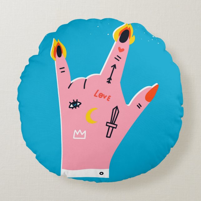 Abstrakt Fire finger Rund Kudde (Framsidan)