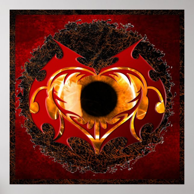 Abstrakt Fire Heart Öga Poster (Framsidan)
