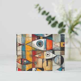 Abstrakt Fish Art Vykort
