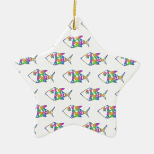 Abstrakt Fish Mönster Julgransprydnad Keramik