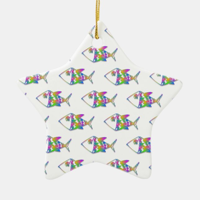 Abstrakt Fish Mönster Julgransprydnad Keramik (Framsidan)