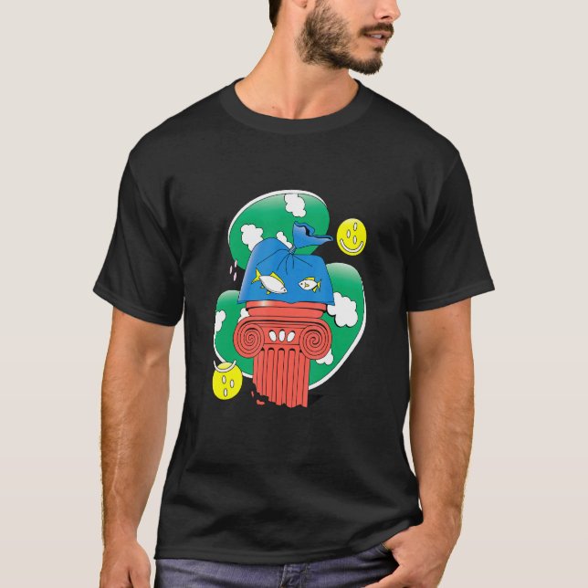 Abstrakt Fisk I Plast Design T Shirt (Framsida)