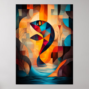 Abstrakt Fiskkonst - Geometrisk Naturdesign i Vib Poster