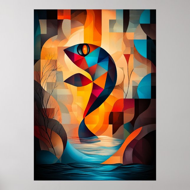 Abstrakt Fiskkonst - Geometrisk Naturdesign i Vib Poster (Framsidan)