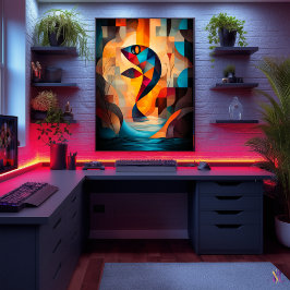 Abstrakt Fiskkonst - Geometrisk Naturdesign i Vib Poster