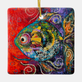 Abstrakt Fiskornament Julgransprydnad Keramik