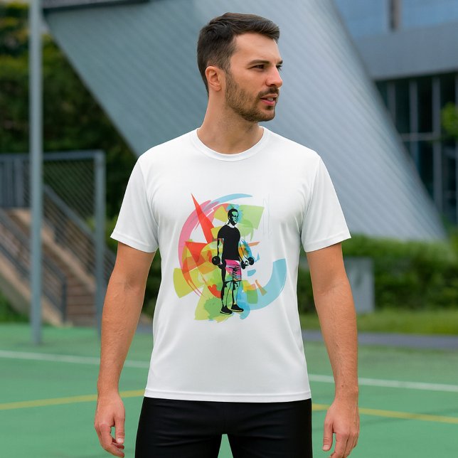Abstrakt Fitness Art of Man Lypping Dumbbells T Shirt (Skapare uppladdad)
