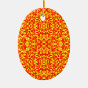 Abstrakt fjälltal i rött och Orange Julgransprydnad Keramik