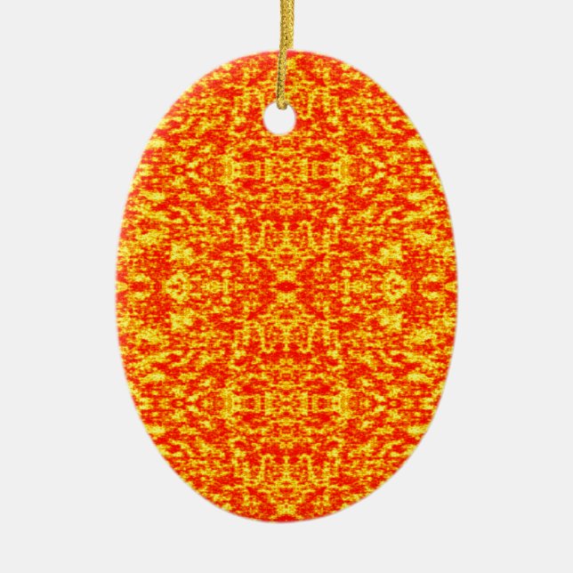 Abstrakt fjälltal i rött och Orange Julgransprydnad Keramik (Framsidan)