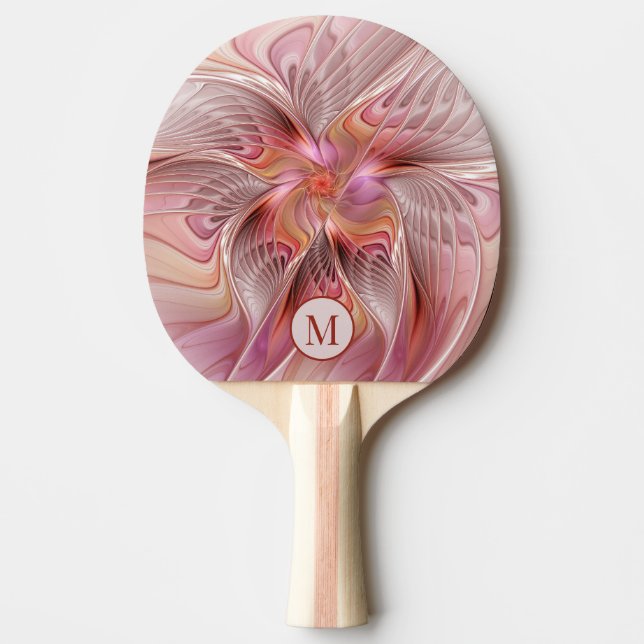 Abstrakt Fjäril Färgrik Fantasi Konst Monogram Pingisracket (Framsidan)